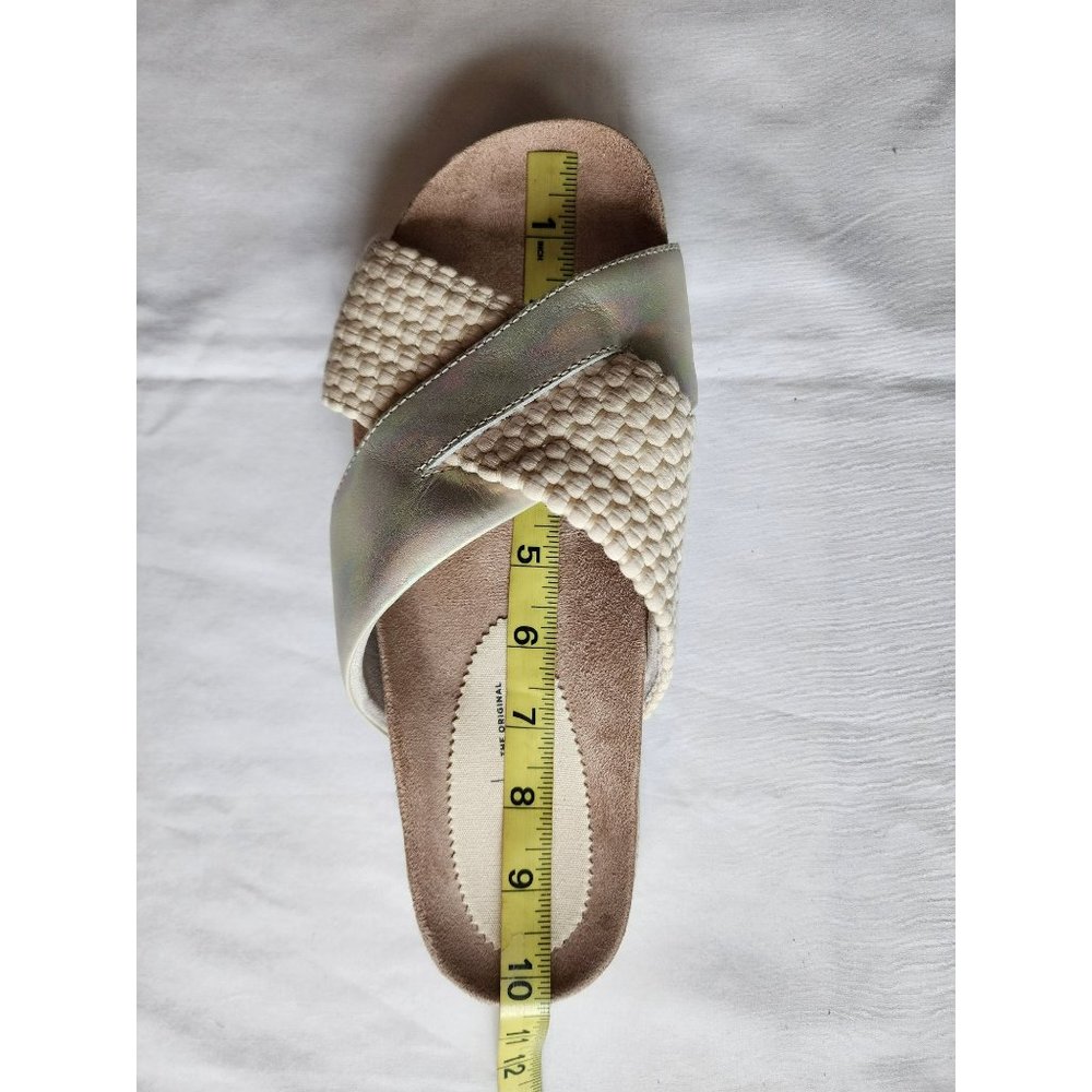 TOMS Women's Paloma Leather & Rope Crossover‎ Flat Sandals Slides Silver Size W9 - Picture 12 of 16